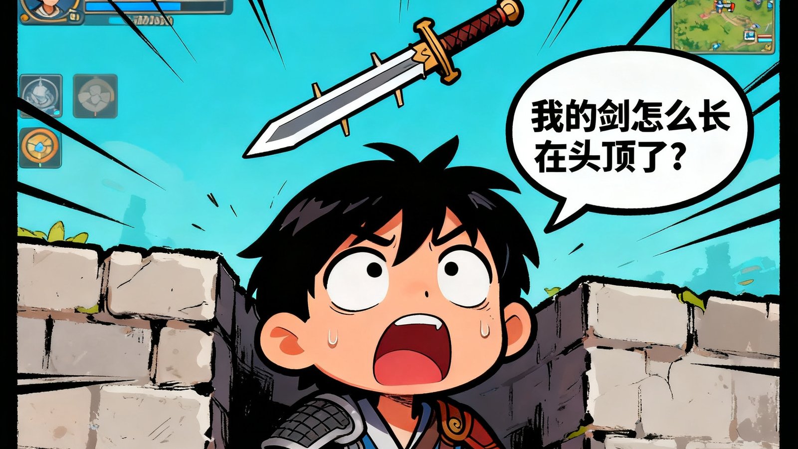 玩家自制梗图，关于游戏内搞笑bug的漫画