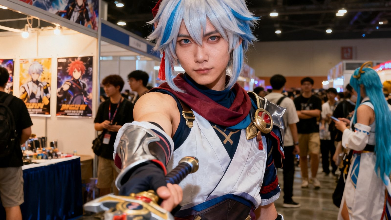 玩家cosplay角色摄影，还原度极高，背景为漫展
